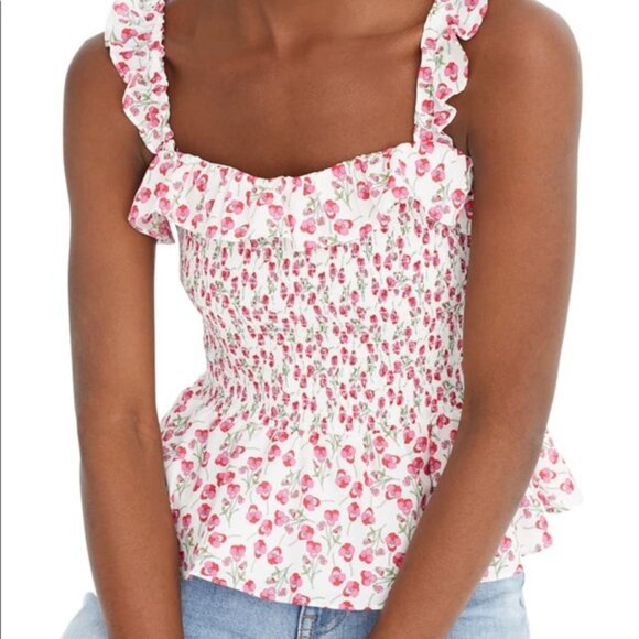 J.Crew Liberty Rose Smocked Ruffled Floral size L - Picture 1 of 7